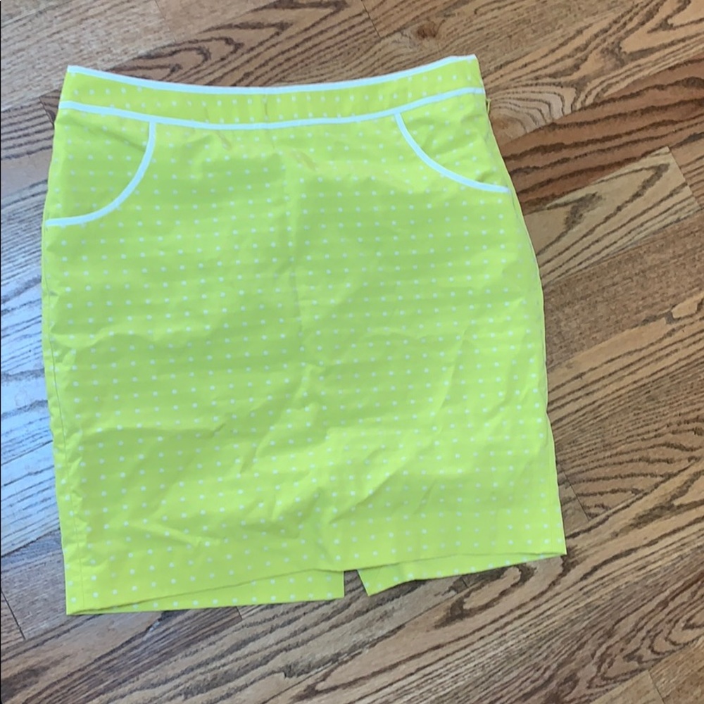 Lime Green Polka Dot Pencil Skirt